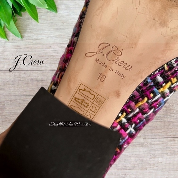 J.Crew magenta mixed tweed glitter block heels with ribbon toe bow - Picture 16 of 17